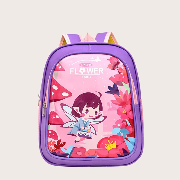 

Girls Cartoon Graphic Backpack, Purple