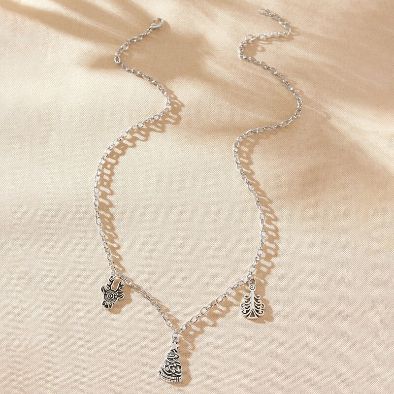 

Christmas Tree Decor Chain Necklace, Antique silver