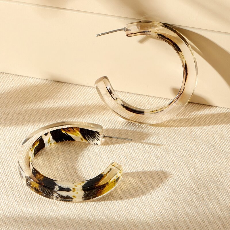 

Graphic Clear Hoop Earrings, Multicolor