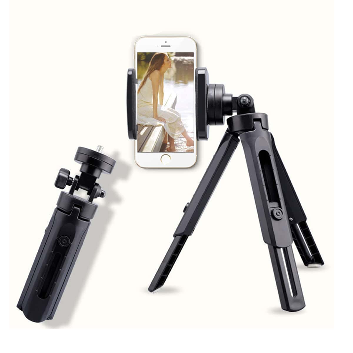 

1pc Telescopic Folding Phone Tripod, Black