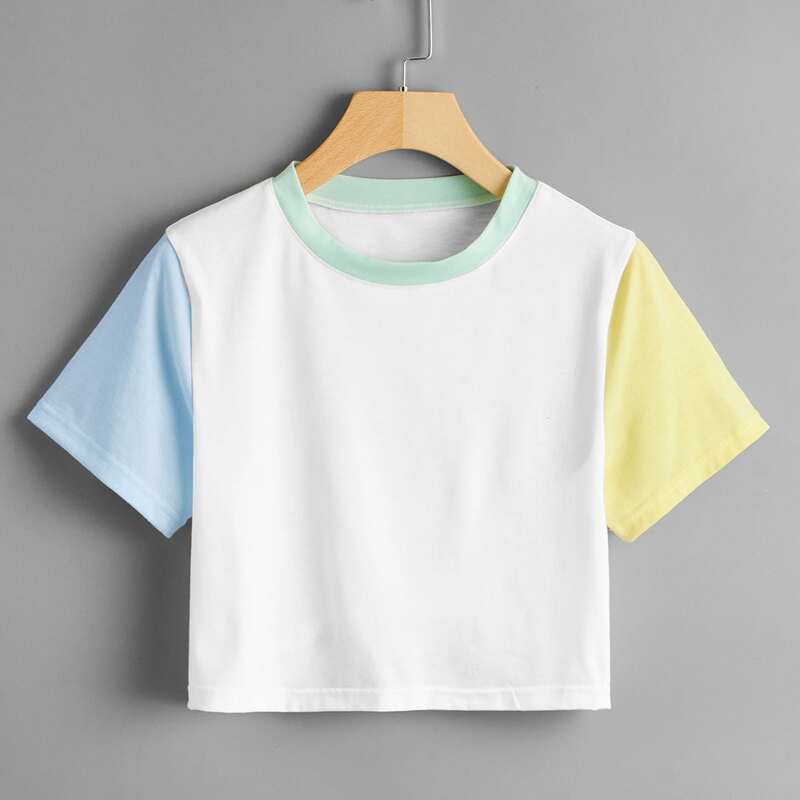 

Colorblock Crop Tee, Multicolor