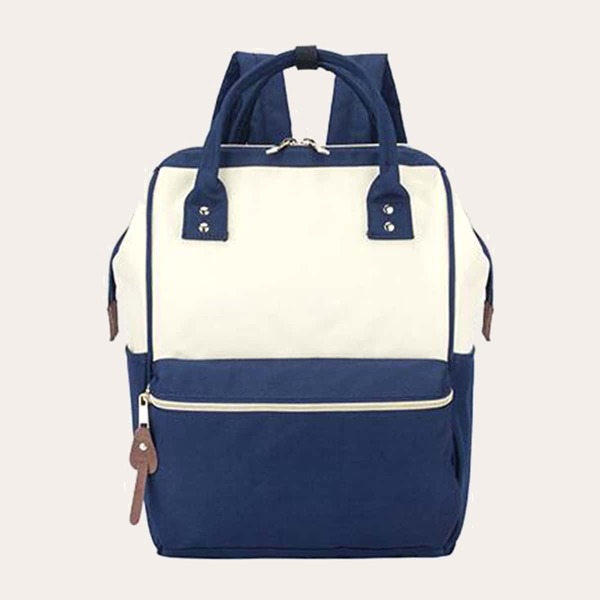 

Zipper Front Tow Tone Backpack, Blue