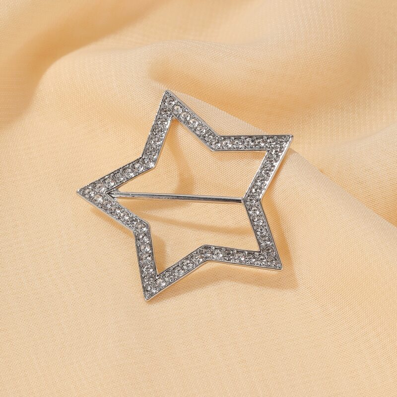 

Rhinestone Decor Star Scarf Ring, Silver