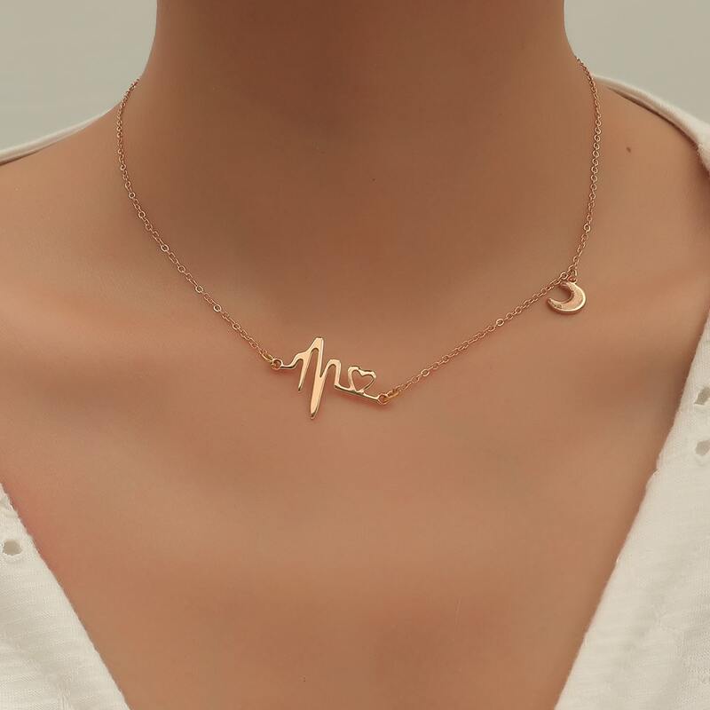 

Moon Charm Necklace, Gold