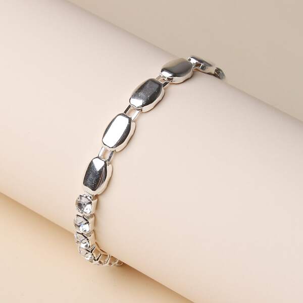 

Rhinestone Decor Bracelet, Silver