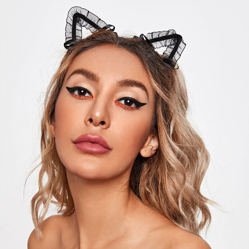 

Mesh Ear Decor Hair Hoop, Black