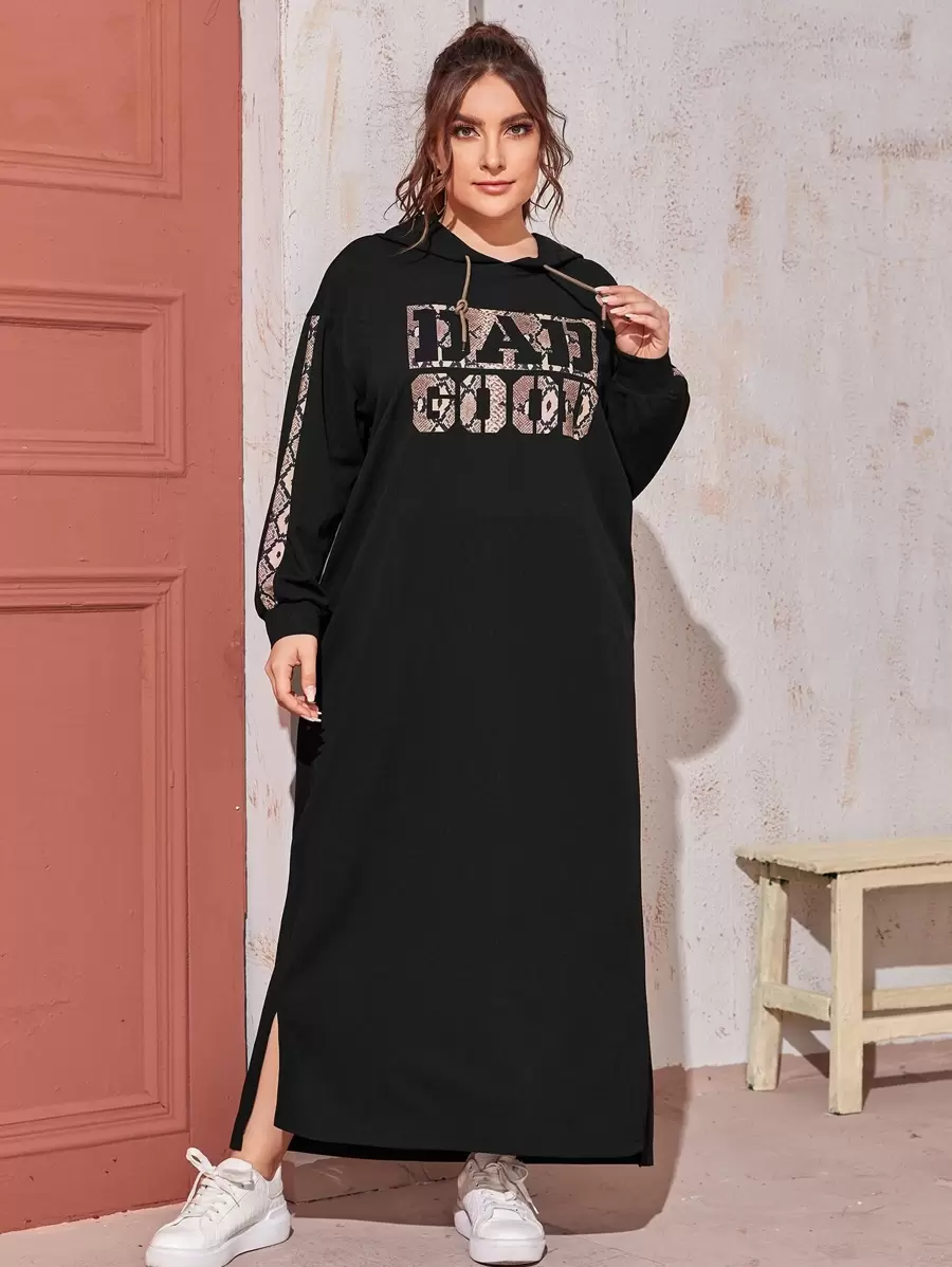 Mulvari Đầm Plus Size Chia Snakeskin In Giải trí - màu đen - Xem 1