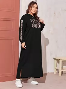 Mulvari Đầm Plus Size Chia Snakeskin In Giải trí - màu đen - Xem 3