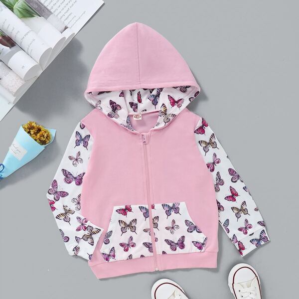 

Toddler Girls Butterfly Print Zip Up Hoodie, Multicolor