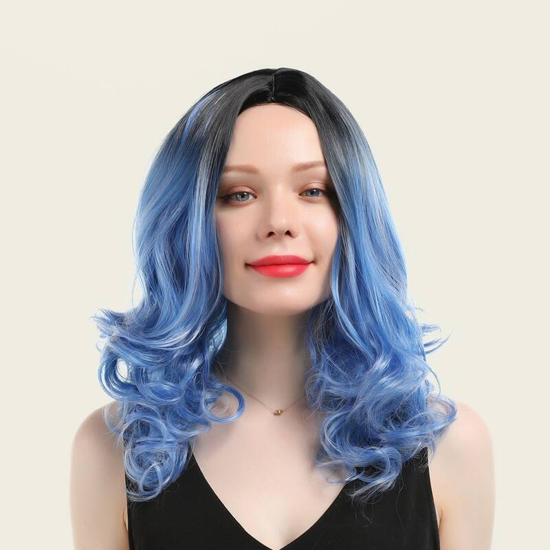 

Ombre Short Curly Wig, Blue