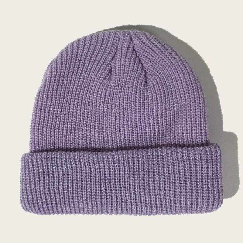 

Simple Plain Beanie, Purple