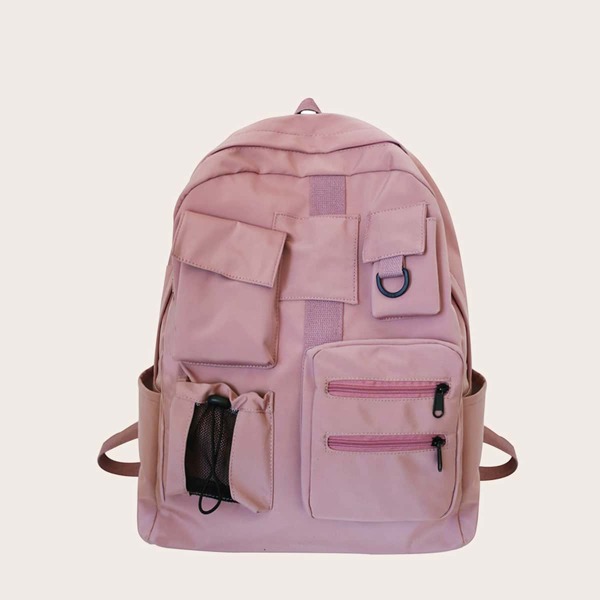 

Multi-pocket Front Large Capacity Backpack, Pink