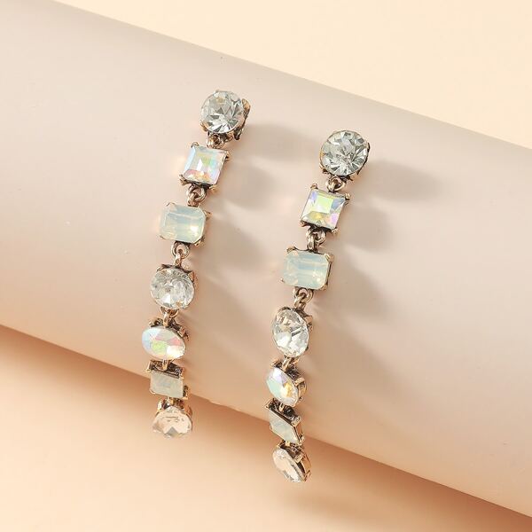 

Rhinestone Decor Drop Earrings, White