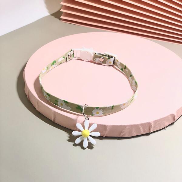 

1pc Dog Flower Print Collar, Multicolor