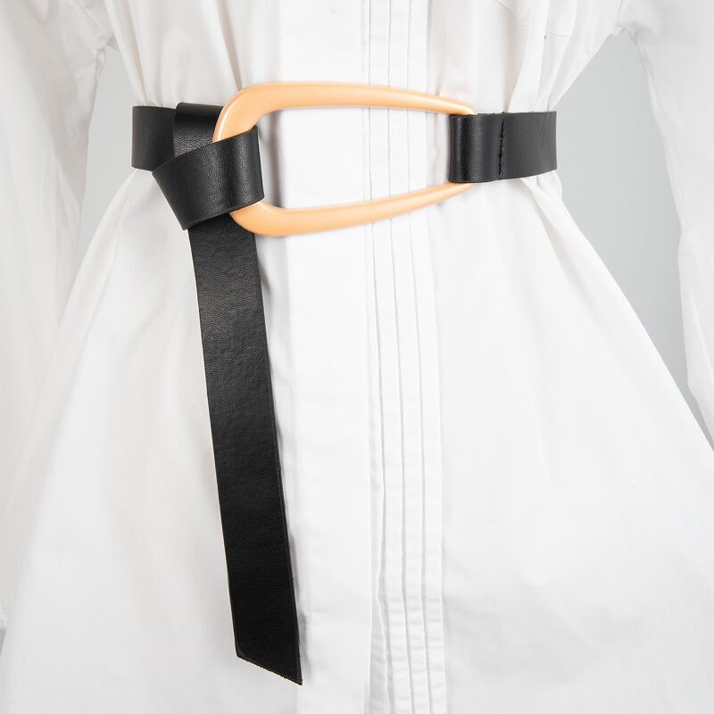 

Geometric Decor PU Belt, Black
