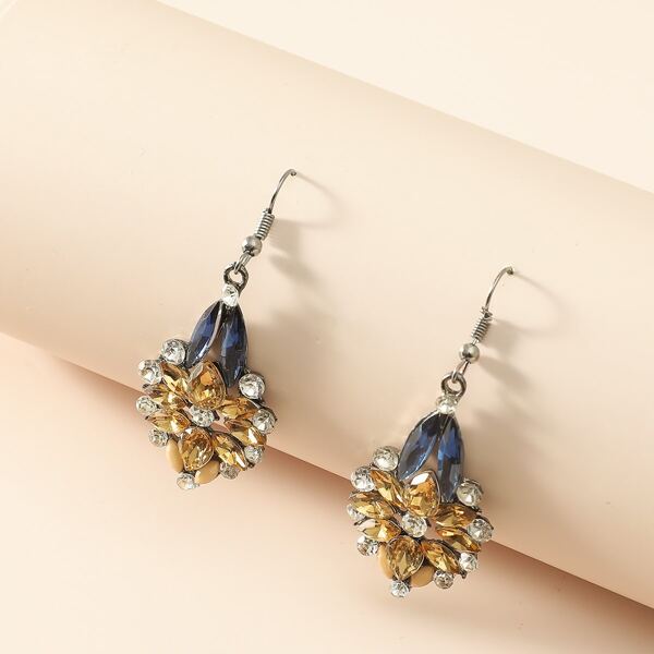 

Gemstone & Rhinestone Decor Drop Earrings, Champagne