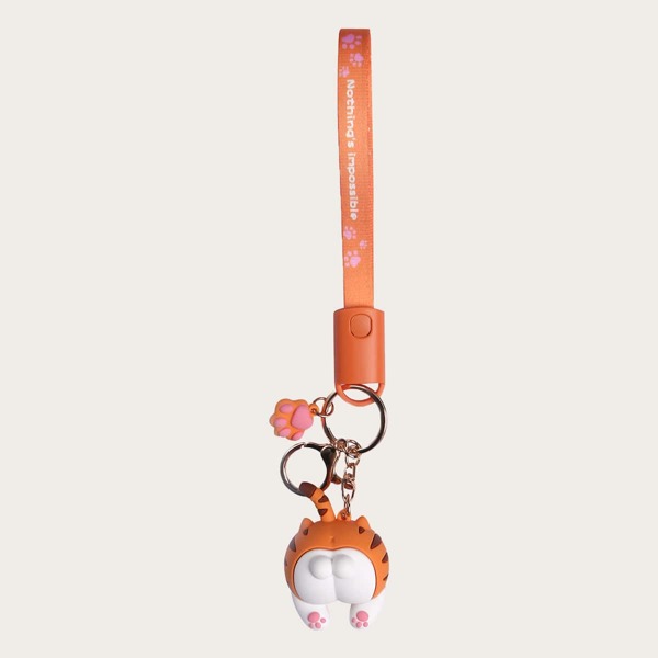 

1pc Cartoon Keychain Design iPhone Data Cable, Orange