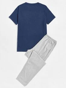 Conjunto de pijama / Pijama con gráfico de letras para hombre
