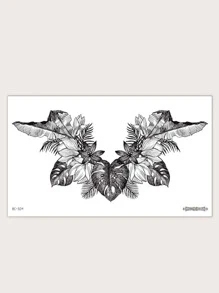 Etiqueta engomada del tatuaje, 1 hoja de tatuajes temporales con estampado de hojas para mujeres, pegatinas de tatuajes para adultos, hoja de tatuaje realista, para mujeres y niñas - Negro - Ver 1