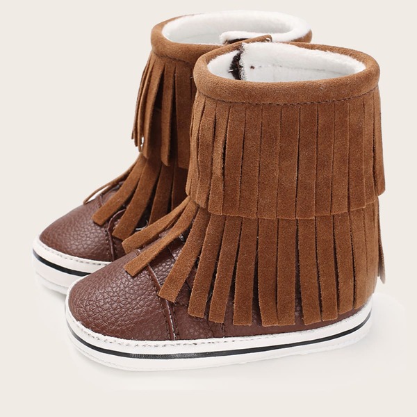 

Baby Girl Fringe Decor Boots, Coffee brown
