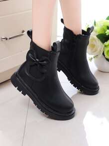 女童蝴蝶結切爾西靴,黑色 - 黑色 - 查看 1