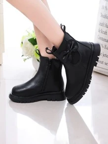 女童蝴蝶結切爾西靴,黑色 - 黑色 - 查看 3