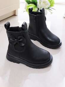 女童蝴蝶結切爾西靴,黑色 - 黑色 - 查看 4