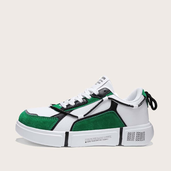 

Men Lace-up Front Colorblock Sneakers, White