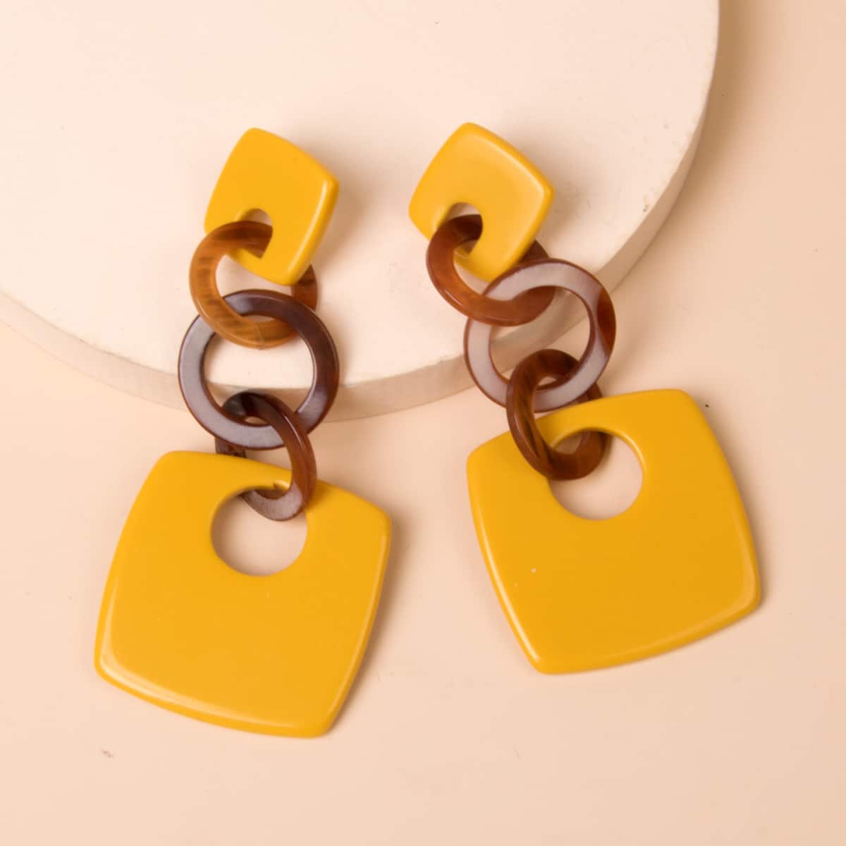 

Geometric Charm Drop Earrings, Yellow