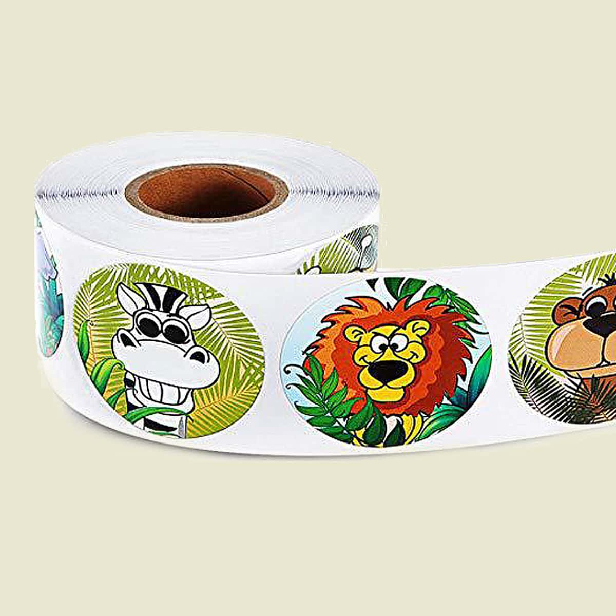 

1roll Cartoon Animal Print Tape Sticker, Multicolor