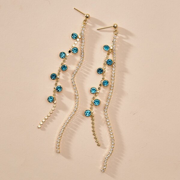 

Rhinestone Tassel Drop Earrings, Multicolor