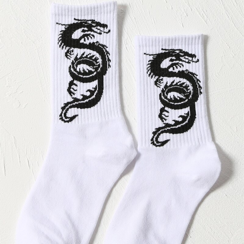 

Chinese Dragon Pattern Socks, Black and white