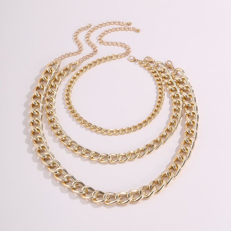 

3pcs Simple Chain Necklace, Gold