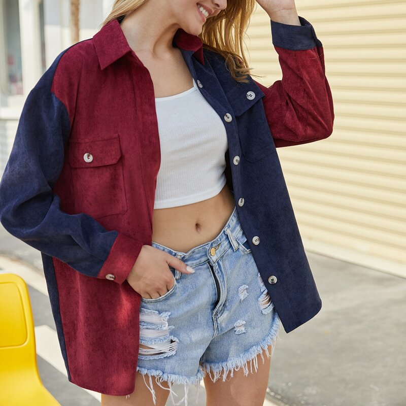 

Corduroy Colorblock Pocket Coat, Multicolor