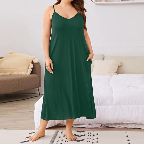 

Plus Pocket Detail Cami Dress, Green
