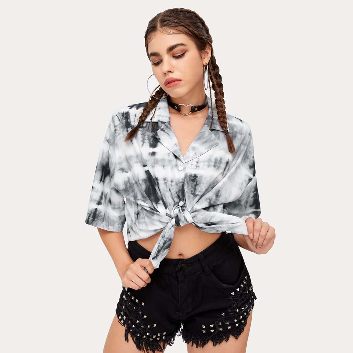 

Tie Dye Oversized Shirt, Grey