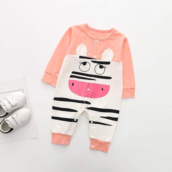 

Toddler Girls Cartoon Graphic Button Front Jumpsuit, Multicolor