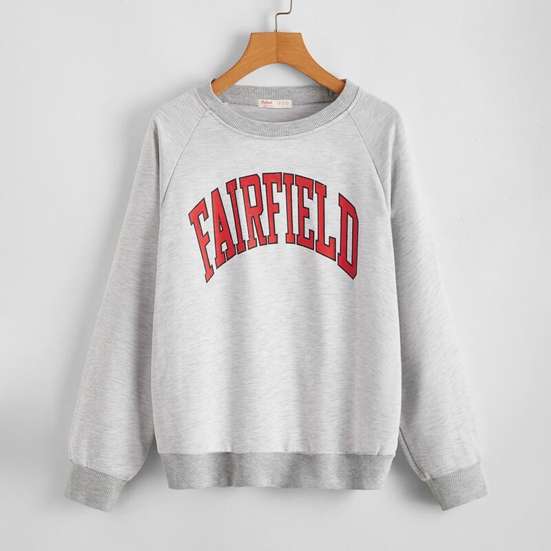 

Letter Graphic Drop Shoulder Pullover, Light grey