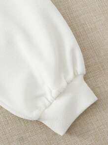 SHEIN EZwear Sunflower Embroidery Pullover - White - View 4