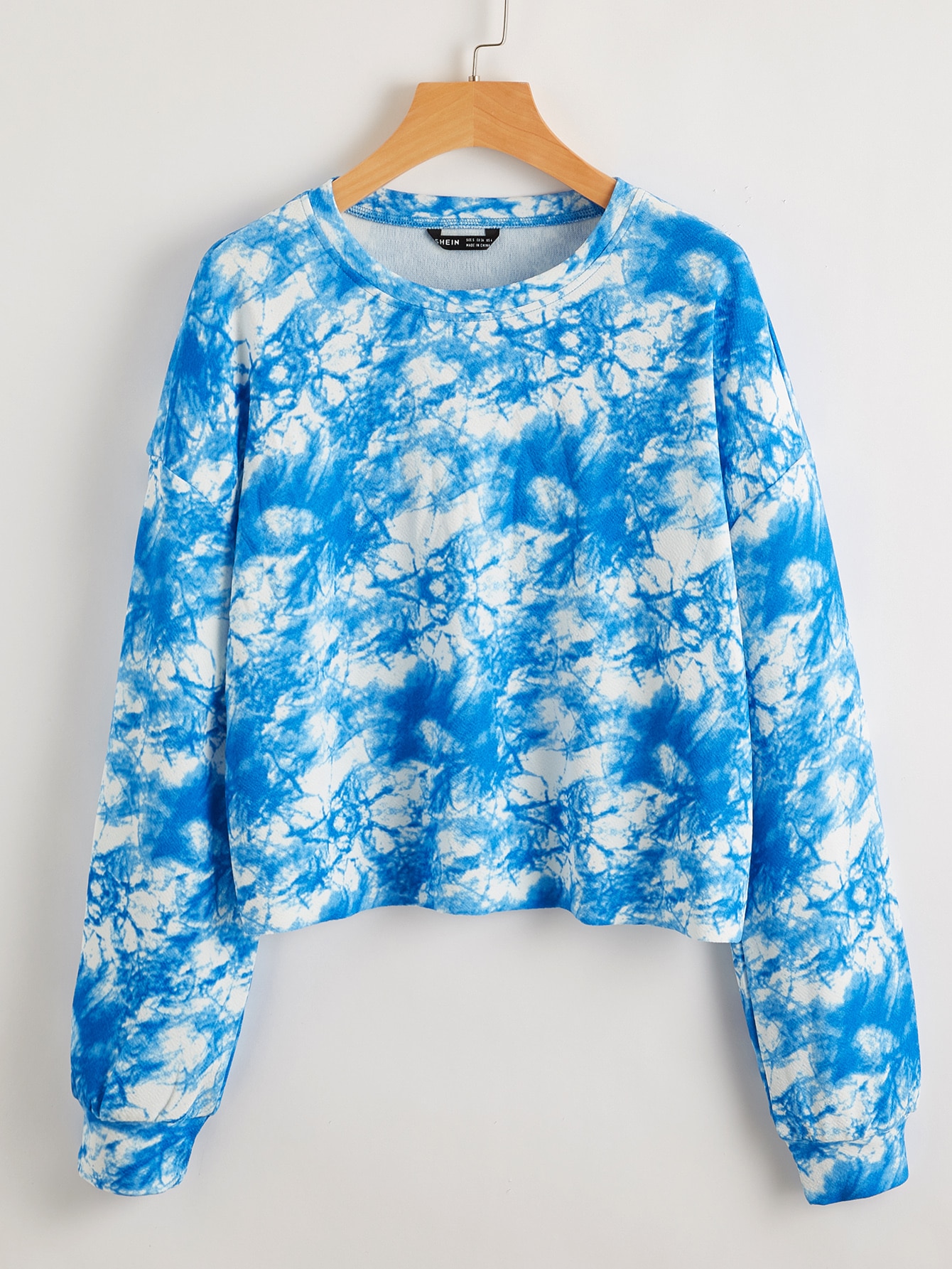 Drop Shoulder Tie Dye Crop Pullover thumbnail