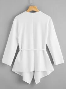 SHEIN Draped Collar Self Belted Open Front Coat - White - View 2
