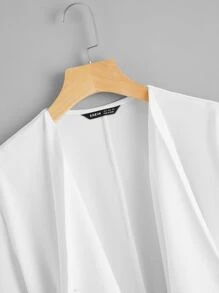 SHEIN Draped Collar Self Belted Open Front Coat - White - View 4