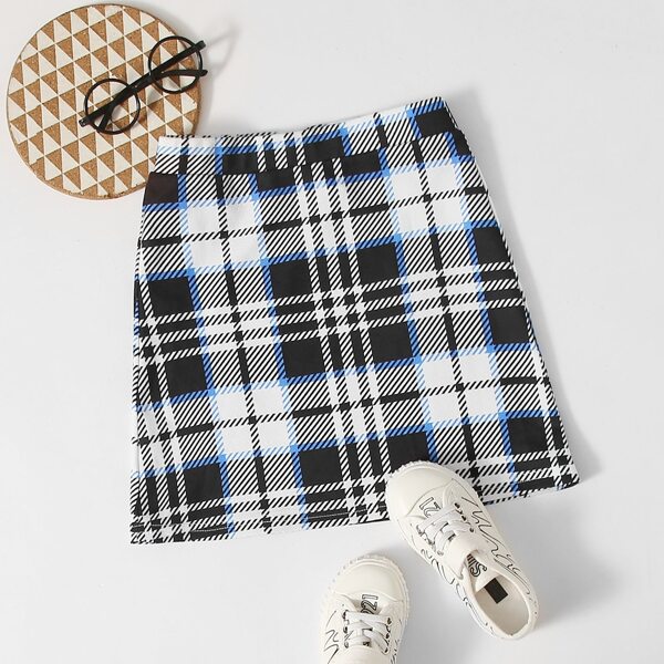 

Girls Plaid Mini Skirt, Multicolor