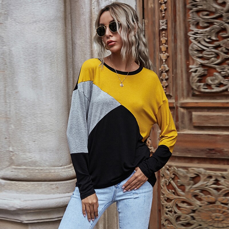 

Color Block Drop Shoulder Tee, Multicolor