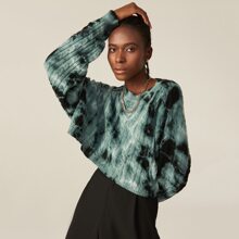 100% COTTON CABLE-KNIT CROP SWEATER