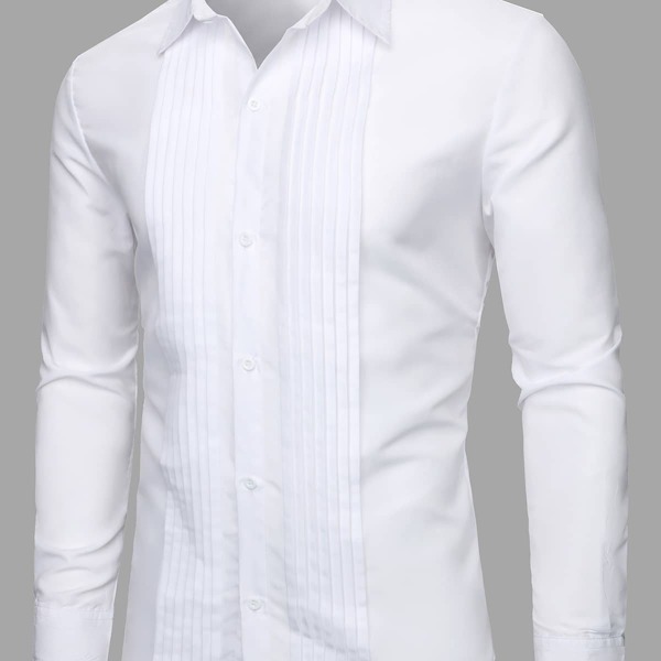 

Men Pleated Button Through Shirt, White
