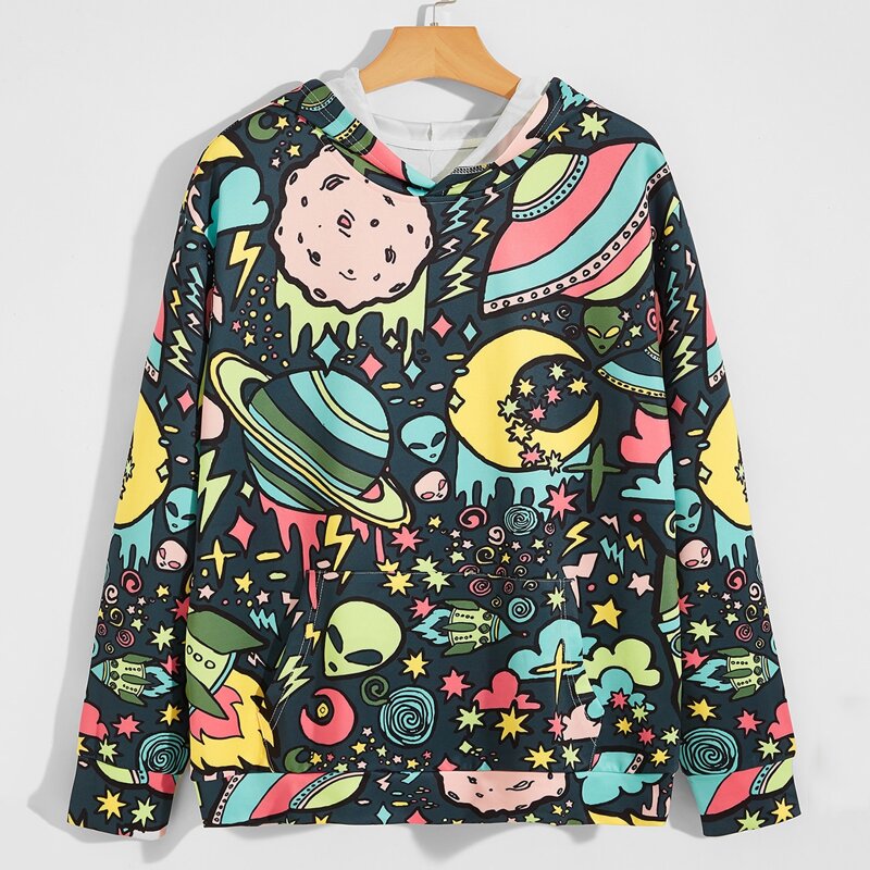

Guys Cartoon Graphic Hoodie, Multicolor