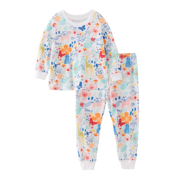 

Toddler Girls Animal And Flower Print PJ Set, Multicolor