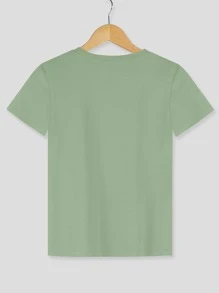 SHEIN LUNE T-shirt Leopard Casual - Mint Green - View 2
