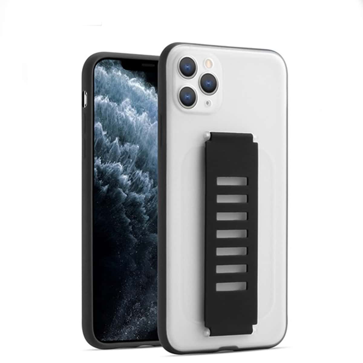 

Solid Hand Strap iPhone Case, Black and white